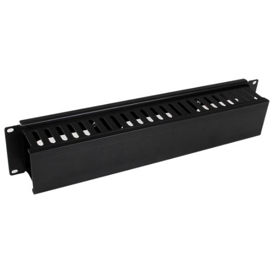 Picture of StarTech.com Horizontal 2U Server Rack Cable Management Finger Duct w/ Cover - 19" Network Rack Wire Duct Raceway Panel - Slotted Wire Duct