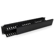 Picture of StarTech.com Horizontal 2U Server Rack Cable Management Finger Duct w/ Cover - 19" Network Rack Wire Duct Raceway Panel - Slotted Wire Duct