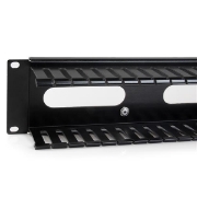 Picture of StarTech.com Horizontal 2U Server Rack Cable Management Finger Duct w/ Cover - 19" Network Rack Wire Duct Raceway Panel - Slotted Wire Duct