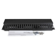 Picture of StarTech.com Horizontal 2U Server Rack Cable Management Finger Duct w/ Cover - 19" Network Rack Wire Duct Raceway Panel - Slotted Wire Duct