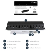Picture of StarTech.com Horizontal 2U Server Rack Cable Management Finger Duct w/ Cover - 19" Network Rack Wire Duct Raceway Panel - Slotted Wire Duct