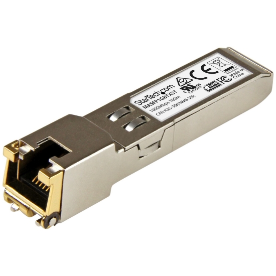 Picture of StarTech.com Cisco Meraki MA-SFP-1GB-TX Compatible SFP Module - 1000BASE-T - SFP to RJ45 Cat6/Cat5e - 10/100/1000 Mbps - RJ-45 100m - Cisco Meraki MS225, MX400, MS250
