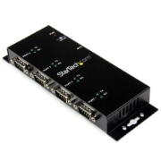Picture of StarTech.com 4 Port USB to DB9 RS232 Serial Adapter Hub – Industrial DIN Rail and Wall Mountable