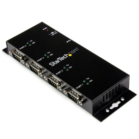 Picture of StarTech.com 4 Port USB to DB9 RS232 Serial Adapter Hub – Industrial DIN Rail and Wall Mountable