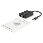 Picture of StarTech.com USB 3.0 to Dual Port Gigabit Ethernet Adapter NIC w/ USB Port