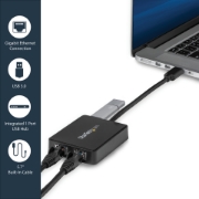 Picture of StarTech.com USB 3.0 to Dual Port Gigabit Ethernet Adapter NIC w/ USB Port