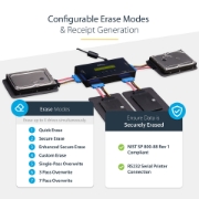 Picture of StarTech.com 4 Bay SSD/HDD Hard Drive Eraser - 2.5" & 3.5" SATA - Hostless Standalone Secure Erase External Disk Sanitizer - 9 Erase Modes - RS232 Printer Port - NIST/DOD & TAA Compliant