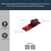 Picture of StarTech.com U.2 (SFF-8643) to M.2 PCI Express 3.0 x4 Host Adapter Card for 2.5” U.2 NVMe SSD