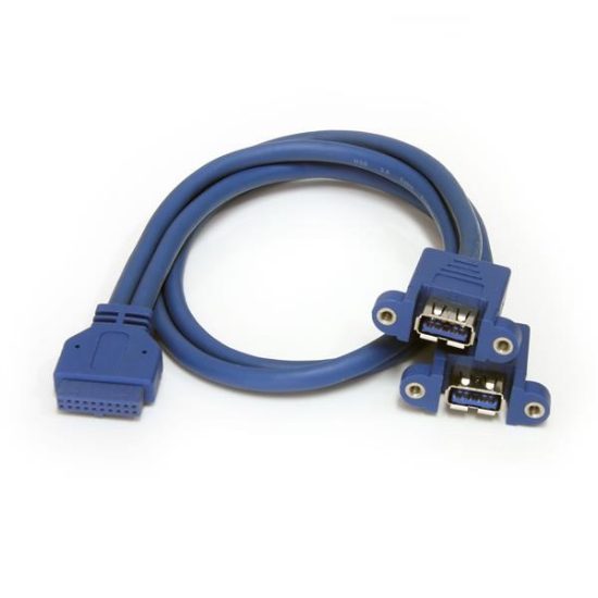 Picture of StarTech.com 2 Port Panel Mount USB 3.0 Cable - USB A to Motherboard Header Cable F/F