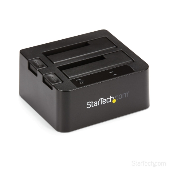 Picture of StarTech.com Dual-Bay USB 3.2 Gen 2 to SATA Hard Drive Docking Station, USB 10Gbps Hard Drive Dock, External 2.5/3.5" SATA I/II/III SSD/HDD Docking Station, Hot-Swap Hard Drive Bay, Top-Loading