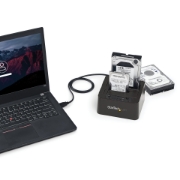 Picture of StarTech.com Dual-Bay USB 3.2 Gen 2 to SATA Hard Drive Docking Station, USB 10Gbps Hard Drive Dock, External 2.5/3.5" SATA I/II/III SSD/HDD Docking Station, Hot-Swap Hard Drive Bay, Top-Loading