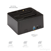 Picture of StarTech.com Dual-Bay USB 3.2 Gen 2 to SATA Hard Drive Docking Station, USB 10Gbps Hard Drive Dock, External 2.5/3.5" SATA I/II/III SSD/HDD Docking Station, Hot-Swap Hard Drive Bay, Top-Loading
