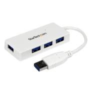 Picture of StarTech.com Portable 4 Port SuperSpeed Mini USB 3.0 Hub - White~Portable 4 Port SuperSpeed Mini USB 3.0 Hub - 5Gbps - White