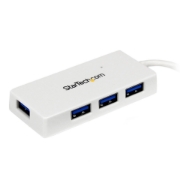 Picture of StarTech.com Portable 4 Port SuperSpeed Mini USB 3.0 Hub - White~Portable 4 Port SuperSpeed Mini USB 3.0 Hub - 5Gbps - White