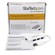 Picture of StarTech.com Portable 4 Port SuperSpeed Mini USB 3.0 Hub - White~Portable 4 Port SuperSpeed Mini USB 3.0 Hub - 5Gbps - White