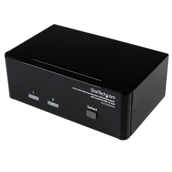Picture of StarTech.com 2 Port DVI VGA Dual Monitor KVM Switch USB with Audio & USB 2.0 Hub