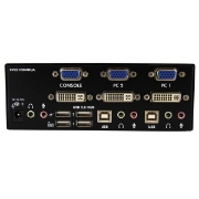 Picture of StarTech.com 2 Port DVI VGA Dual Monitor KVM Switch USB with Audio & USB 2.0 Hub