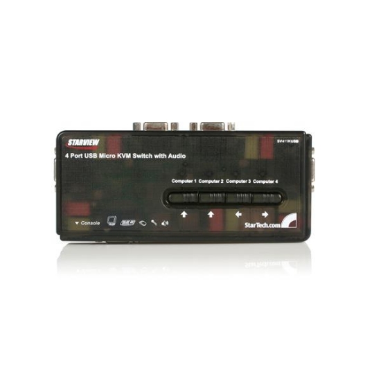Picture of StarTech.com 4 Port Black USB KVM Switch Kit with Cables and Audio