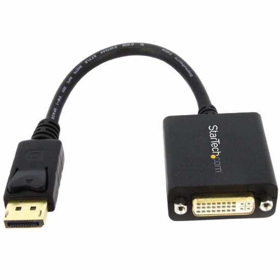 Picture of StarTech.com DisplayPort to DVI Adapter - DisplayPort to DVI-D Adapter Video Converter 1080p - DP 1.2 to DVI Monitor/Display Cable Adapter Dongle - DP to DVI Adapter - Latching DP Connector