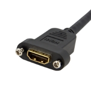 Picture of StarTech.com 3ft HDMI Female to Male Adapter, 4K High Speed Panel Mount HDMI Cable, 4K 30Hz UHD HDMI, 10.2 Gbps Bandwdith, 4K HDMI Female to HDMI Male, HDMI Panel Mount Connector Cable