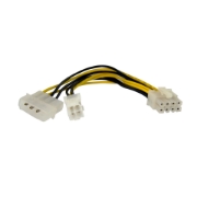 Picture of StarTech.com 6in 4 Pin to 8 Pin EPS Power Adapter with LP4 - F/M