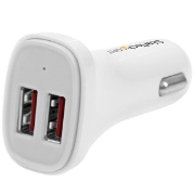 Picture of StarTech.com Dual-Port USB Car Charger - 24W/4.8A - White