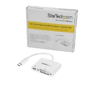 Picture of StarTech.com USB C to DVI Adapter with Power Delivery - 1080p USB Type-C to DVI-D Single Link Video Display Converter w/ Charging - 60W PD Pass-Through - Thunderbolt 3 Compatible - White