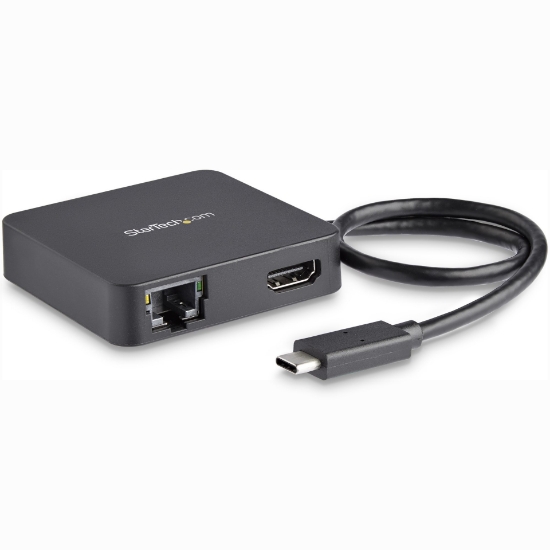Picture of StarTech.com USB C Multiport Adapter - Portable USB-C Mini Dock 4K HDMI Video - Gigabit Ethernet, USB 3.0 Hub (1x USB-A 1x USB-C) - USB Type-C Multiport Adapter - Thunderbolt 3 Compatible