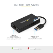 Picture of StarTech.com USB 3.0 to HDMI Adapter - 4K 30Hz Ultra HD - DisplayLink Certified - USB Type-A to HDMI Display Adapter Converter for Monitor - External Video & Graphics Card - Mac & Windows