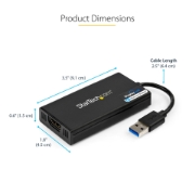 Picture of StarTech.com USB 3.0 to HDMI Adapter - 4K 30Hz Ultra HD - DisplayLink Certified - USB Type-A to HDMI Display Adapter Converter for Monitor - External Video & Graphics Card - Mac & Windows