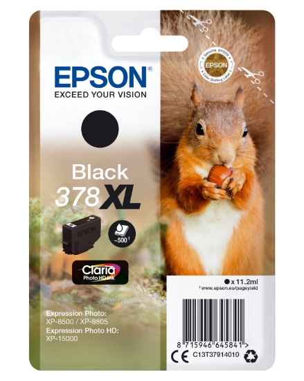 Picture of Epson Squirrel Singlepack Black 378XL Claria Photo HD Ink