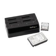 Picture of StarTech.com 4-Bay USB 3.0 to SATA Hard Drive Docking Station, USB Hard Drive Dock, External 2.5/3.5" SATA III SSD/HDD Docking Station, Hot-Swap Hard Drive Bay, Top-Loading