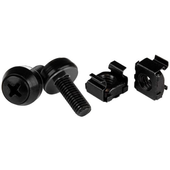 Picture of StarTech.com M6 x 12mm - Screws and Cage Nuts - 100 Pack, Black