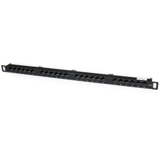 Picture of StarTech.com 24 Port 0.5U Cat5e Patch Panel - RJ45 Ethernet Rackmount Cat 5e 110 Patch Panel