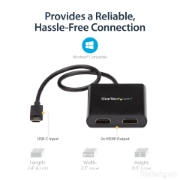 Picture of StarTech.com 2-Port Multi Monitor Adapter - USB-C to 2x HDMI Video Splitter - USB Type-C to HDMI MST Hub - Dual 4K 30Hz or 1080p 60Hz - Thunderbolt 3 Compatible - Windows Only