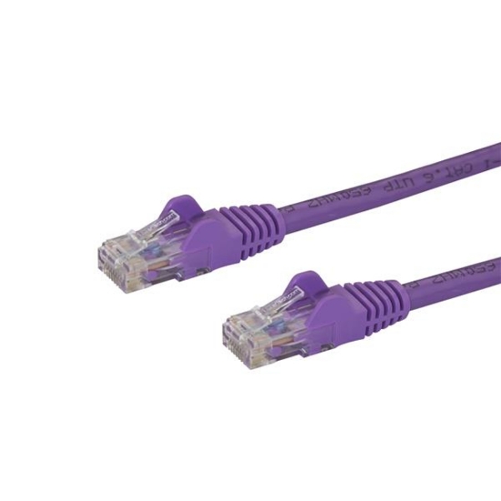 Picture of StarTech.com 10m CAT6 Ethernet Cable - Purple CAT 6 Gigabit Ethernet Wire -650MHz 100W PoE RJ45 UTP Network/Patch Cord Snagless w/Strain Relief Fluke Tested/Wiring is UL Certified/TIA