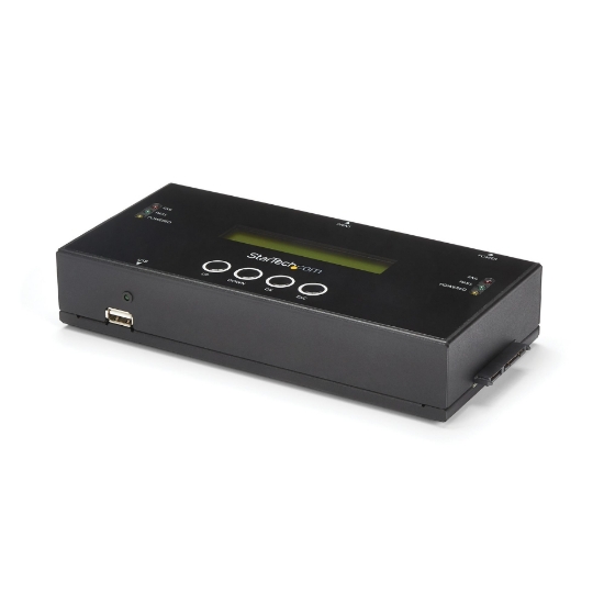 Picture of StarTech.com 1:1 Standalone Hard Drive Duplicator and Eraser, SAS and SATA HDD/SSD Cloner/Copier, Hard Drive Duplicator and Sanitizer, LCD Display, TAA Compliant