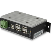 Picture of StarTech.com 4-Port USB 2.0 Hub - Metal Industrial USB-A Hub with ESD & 350W Surge Protection - Extended Operating Temp -40 to 185°F - Din Rail/Wall/Desk Mountable - USB Expander Hub