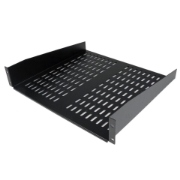 Picture of StarTech.com 2U Server Rack Shelf - Universal Vented Rack Mount Cantilever Tray for 19" Network Equipment Rack & Cabinet - Heavy Duty Steel - Weight Capacity 50lb/23kg - 16" Deep Shelf, Black