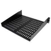 Picture of StarTech.com 2U Server Rack Shelf - Universal Vented Rack Mount Cantilever Tray for 19" Network Equipment Rack & Cabinet - Heavy Duty Steel - Weight Capacity 50lb/23kg - 16" Deep Shelf, Black