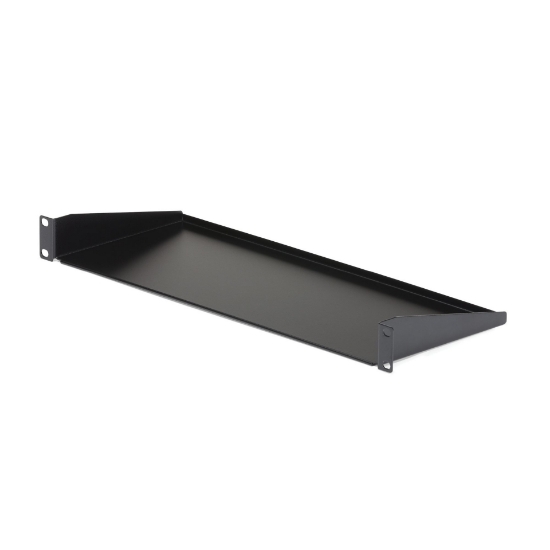 Picture of StarTech.com 1U Server Rack Shelf - Universal Rack Mount Cantilever Shelf for 19" Network Equipment Rack & Cabinet - Heavy Duty Steel – Weight Capacity 33lb/15kg - 7" Deep Tray, Black