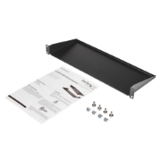 Picture of StarTech.com 1U Server Rack Shelf - Universal Rack Mount Cantilever Shelf for 19" Network Equipment Rack & Cabinet - Heavy Duty Steel – Weight Capacity 33lb/15kg - 7" Deep Tray, Black