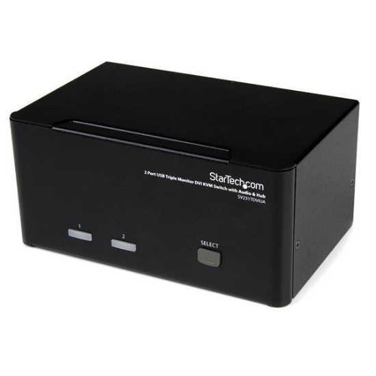 Picture of StarTech.com 2 Port Triple Monitor DVI USB KVM Switch with Audio & USB 2.0 Hub