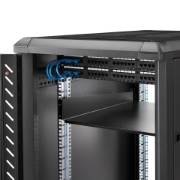 Picture of StarTech.com 2U Server Rack Shelf - Universal Rack Mount Cantilever Shelf for 19" Network Equipment Rack & Cabinet - Heavy Duty Steel – Weight Capacity 50lb/23kg - 22" Deep Tray, Black