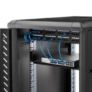 Picture of StarTech.com 2U Server Rack Shelf - Universal Rack Mount Cantilever Shelf for 19" Network Equipment Rack & Cabinet - Heavy Duty Steel – Weight Capacity 50lb/23kg - 22" Deep Tray, Black