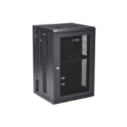 Picture of StarTech.com 4-Post 18U Wall Mount Network Cabinet with 1U Shelf, 19" Hinged Wall-Mounted Server Rack for Data / AV / Electronics / Computer Equipment, Flexible Vented Rack Enclosure