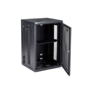 Picture of StarTech.com 4-Post 18U Wall Mount Network Cabinet with 1U Shelf, 19" Hinged Wall-Mounted Server Rack for Data / AV / Electronics / Computer Equipment, Flexible Vented Rack Enclosure