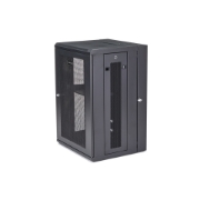 Picture of StarTech.com 4-Post 18U Wall Mount Network Cabinet with 1U Shelf, 19" Hinged Wall-Mounted Server Rack for Data / AV / Electronics / Computer Equipment, Flexible Vented Rack Enclosure