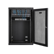 Picture of StarTech.com 4-Post 18U Wall Mount Network Cabinet with 1U Shelf, 19" Hinged Wall-Mounted Server Rack for Data / AV / Electronics / Computer Equipment, Flexible Vented Rack Enclosure