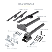 Picture of StarTech.com TV Ceiling Mount - Full-Motion Universal Hanging Single Screen Mount with Adjustable Telescopic Short Pole - Tilt / Swivel - VESA Bracket for 32”-75" Displays